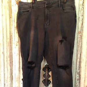 Distressed and Torn High Rise Black Jeans